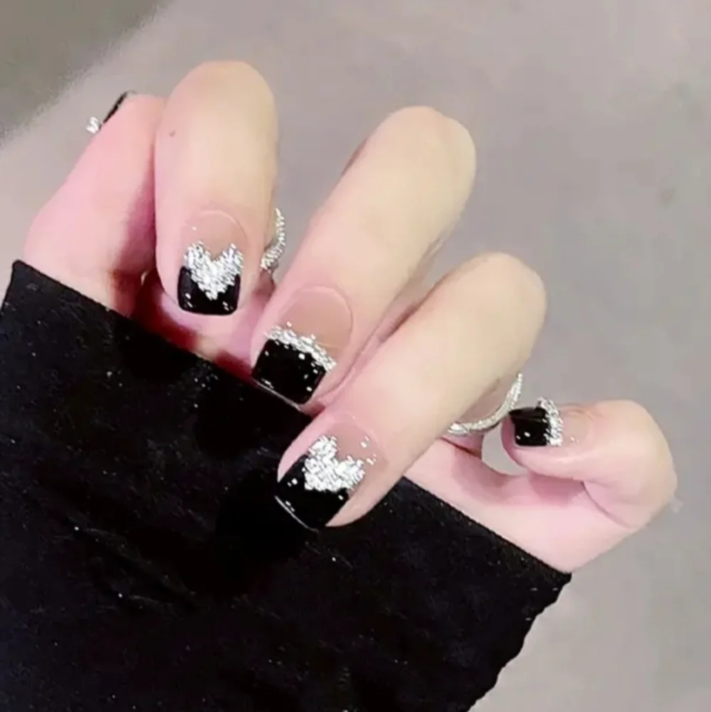 2/$16 3D Hearts & Rhinestone French Manicure Press On Nails